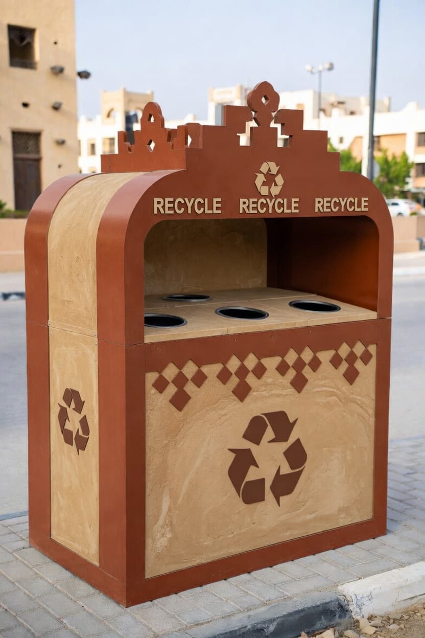 Najdi-themed recycling bin in Diriyah